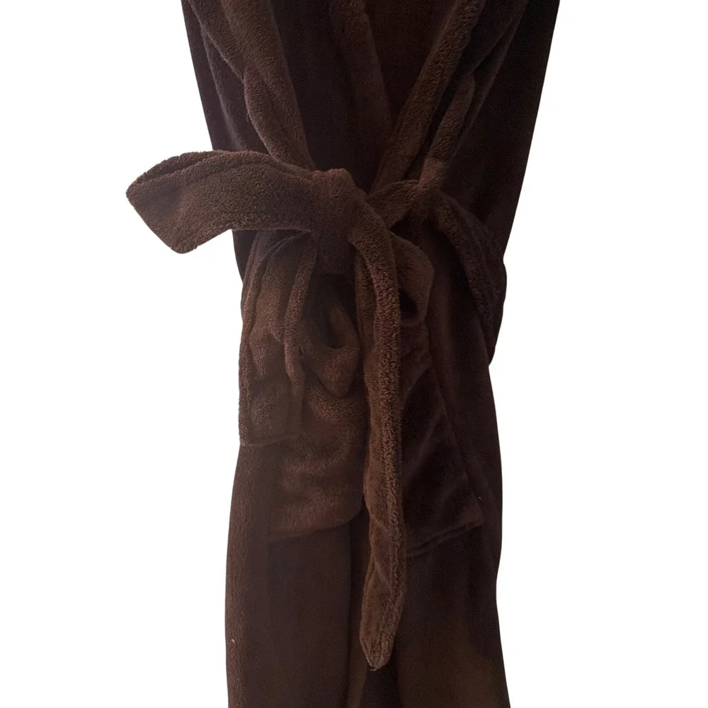Tommy Bahama Robe Black Fleece Shawl Collar Plush Belted Loungewear S/M‎